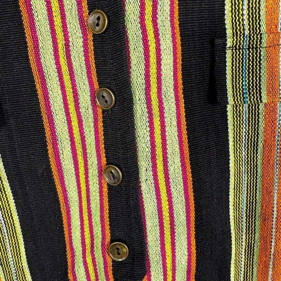Vintage 90s Embroidered Tapestry Casual Vest, Multicolor Stripes, OSFM - Picture 6 of 10